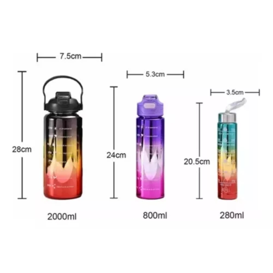 Set X 3 Termos Botella De Agua Motivaci